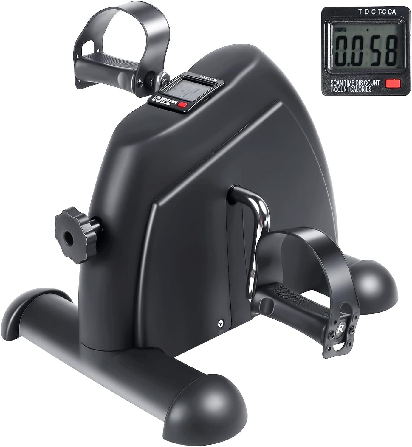 Portable Foot Cycle, Digital Monitor, Step Tracker, and Adjustable Tension Knob